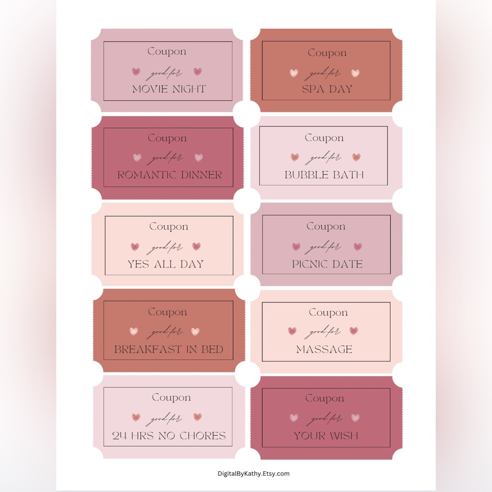 $1.50, PRINTABLE, Valentine’s Day Coupons, Gift